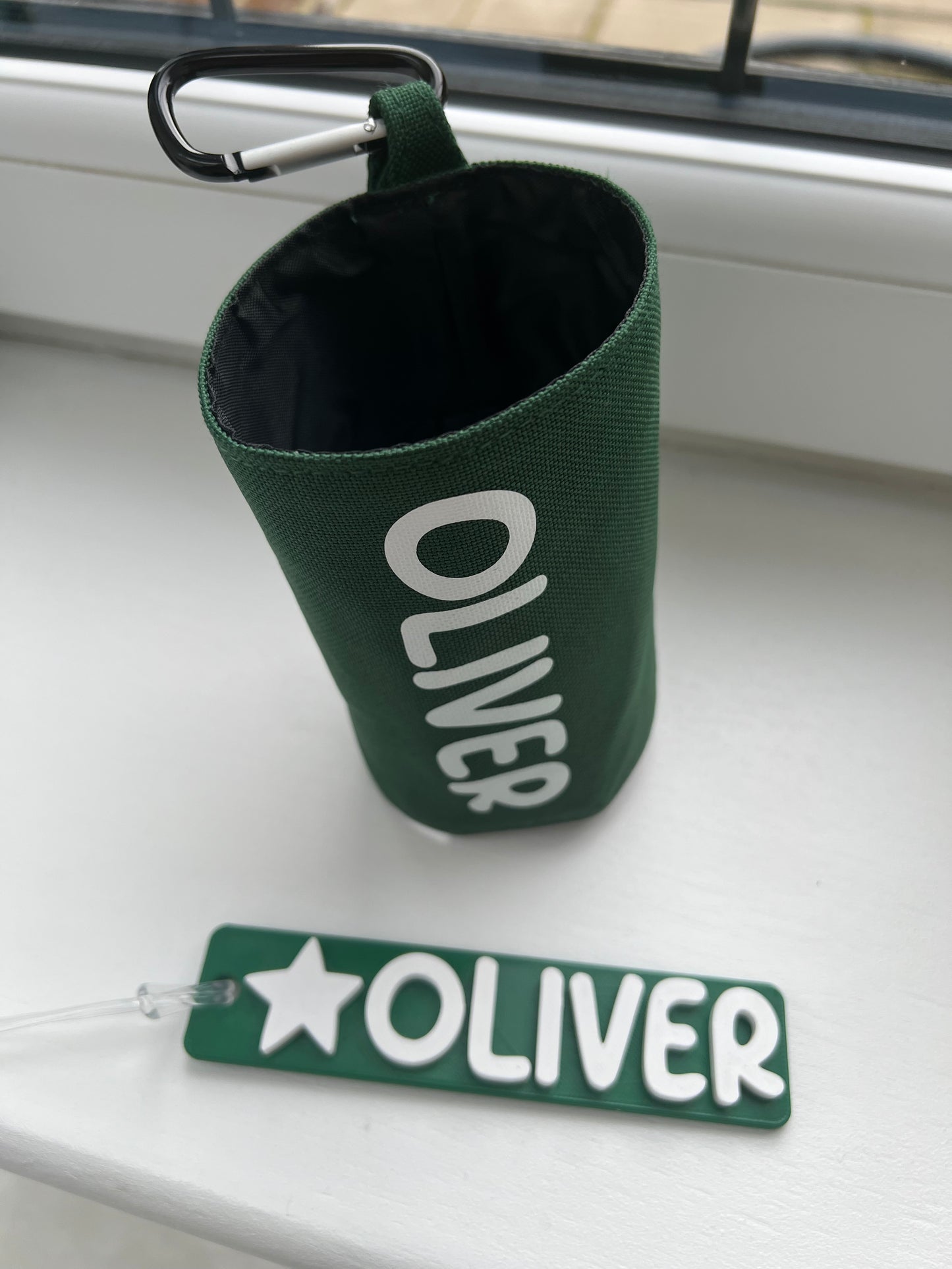 Personalised Water Bottle Holder and Book Bag Tag bundle