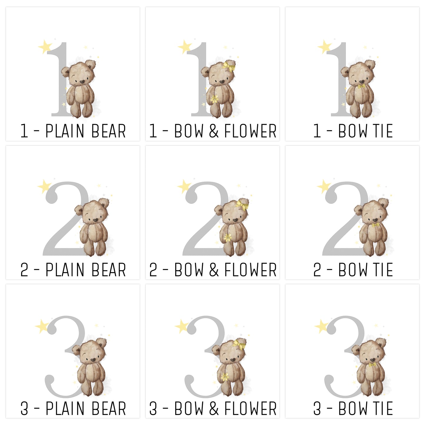Brown Bear Birthday Card - 1st, 2nd or 3rd Birthday