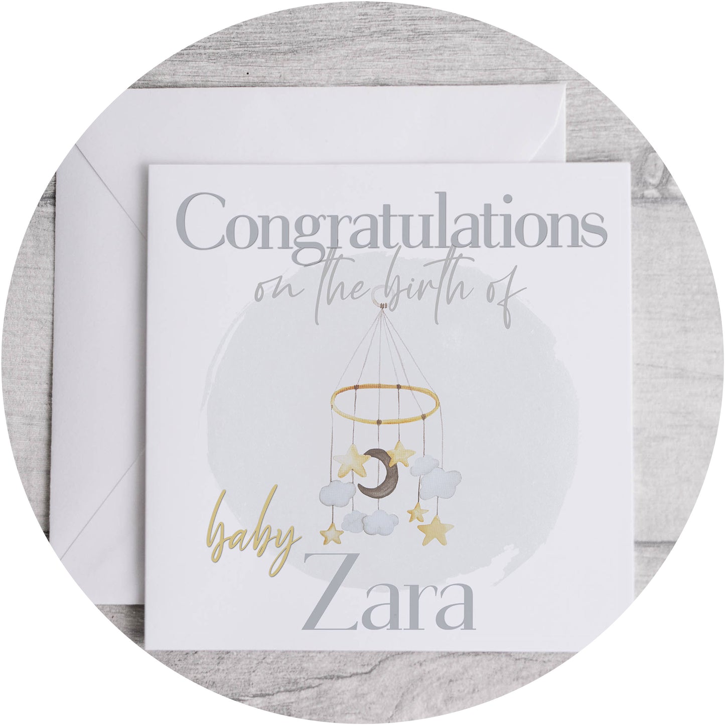 New Baby Mobile Card - Congratulations Moon & Star