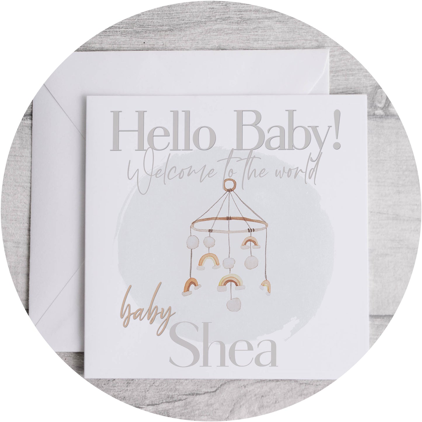 New Baby Mobile Card - Hello Baby Rainbow