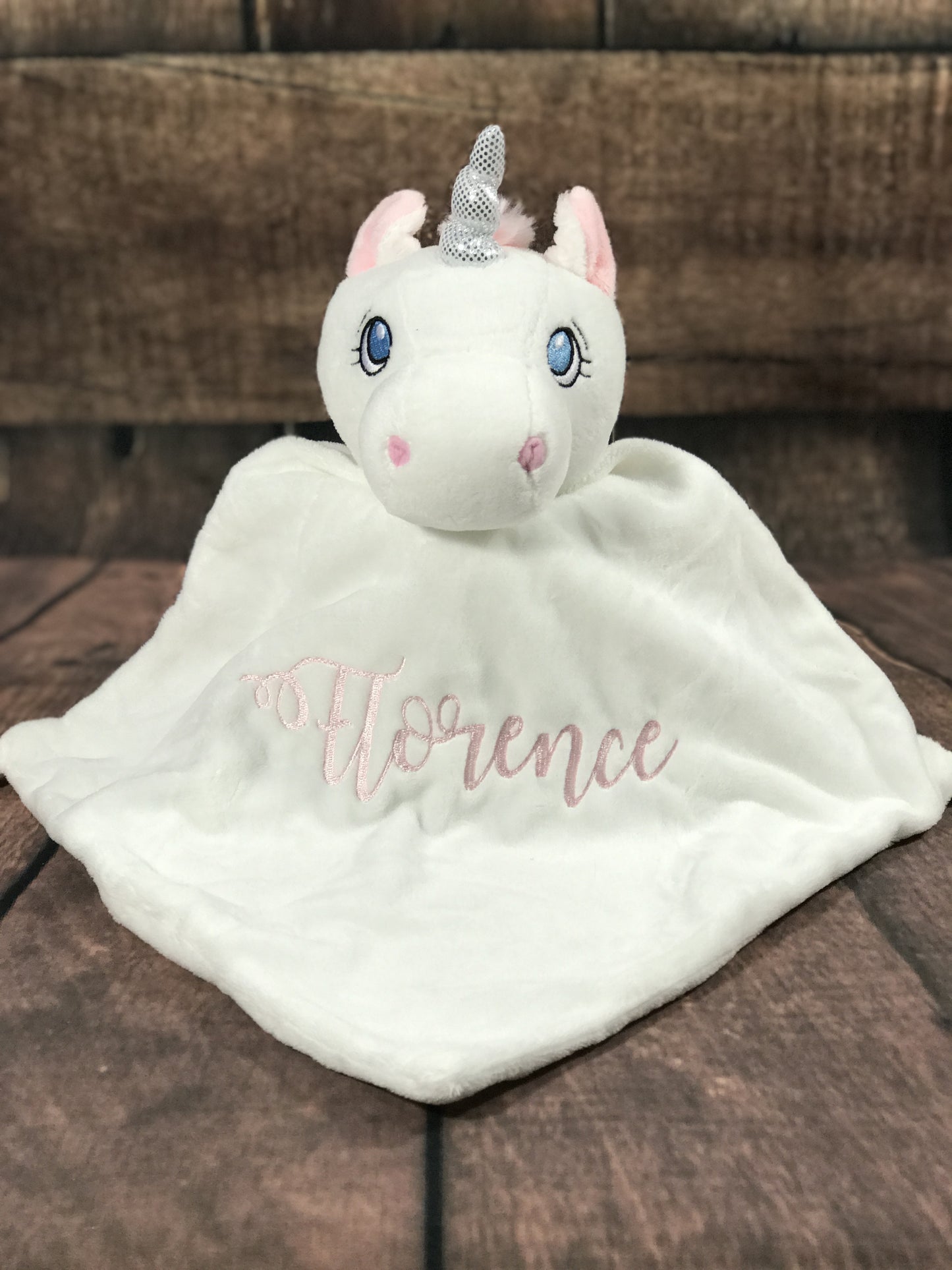 White Unicorn Blankie with Personalisation