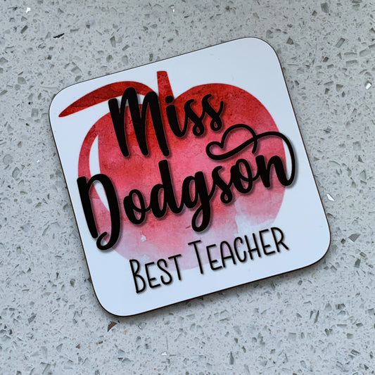 Personalised Apple Teacher Coaster