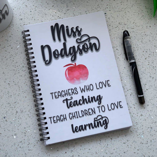 Personalised Apple Teacher Notebook