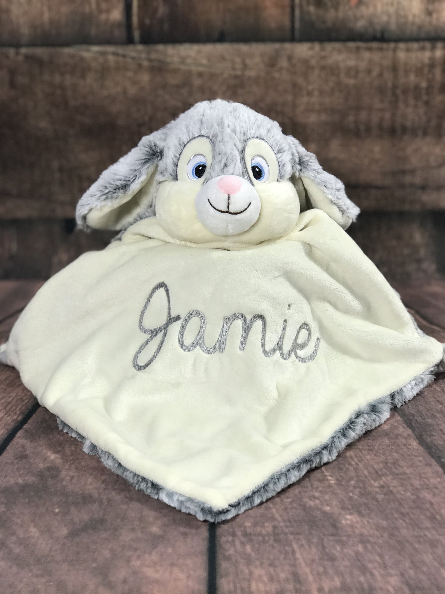 Grey Bunny Blankie with Personalisation