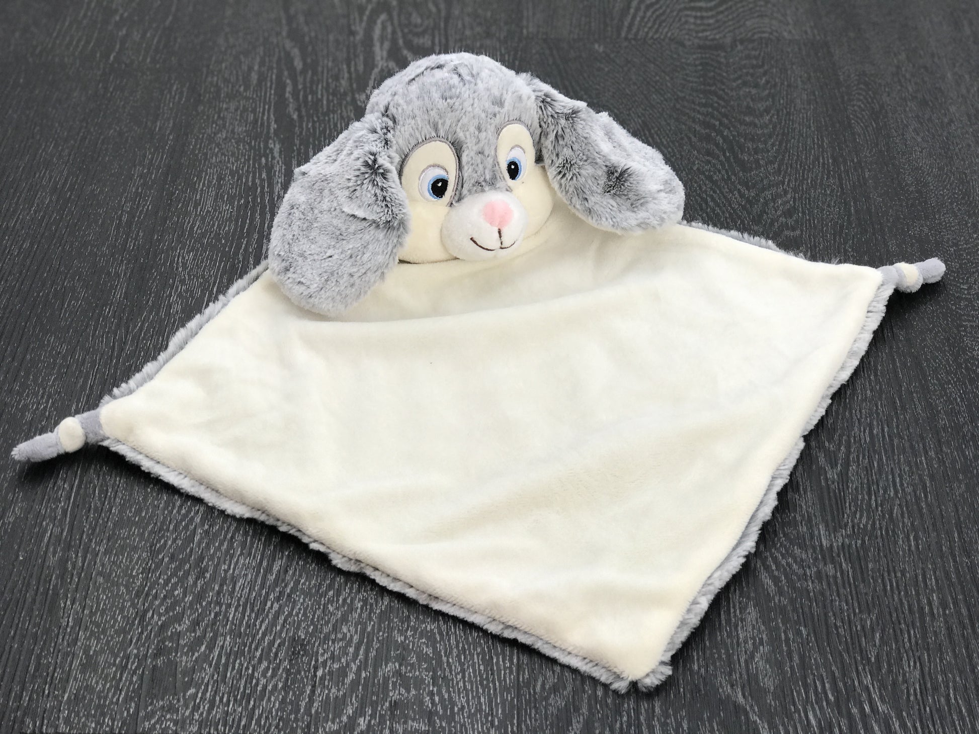 Grey Bunny Blankie with Personalisation by Vinyl and Threads