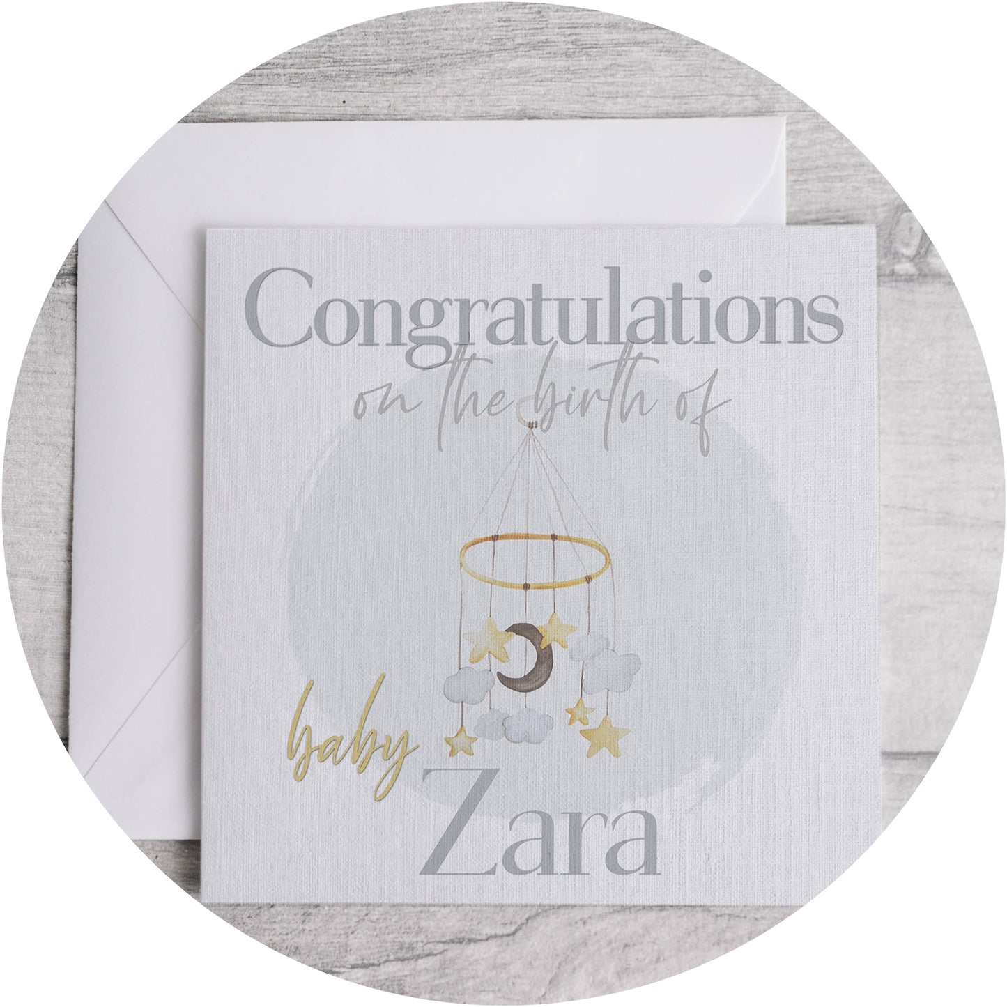 New Baby Mobile Card - Congratulations Moon & Star