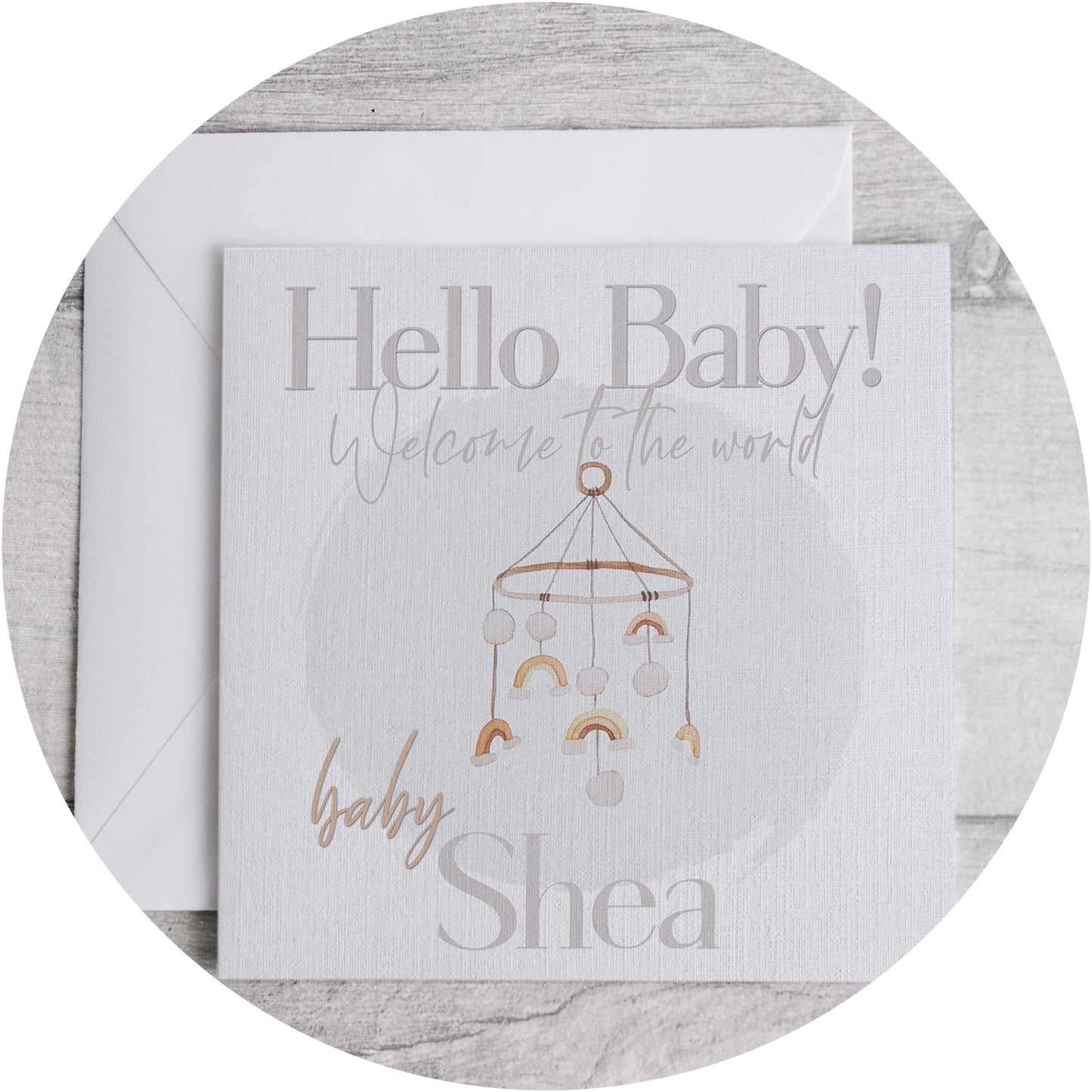 New Baby Mobile Card - Hello Baby Rainbow