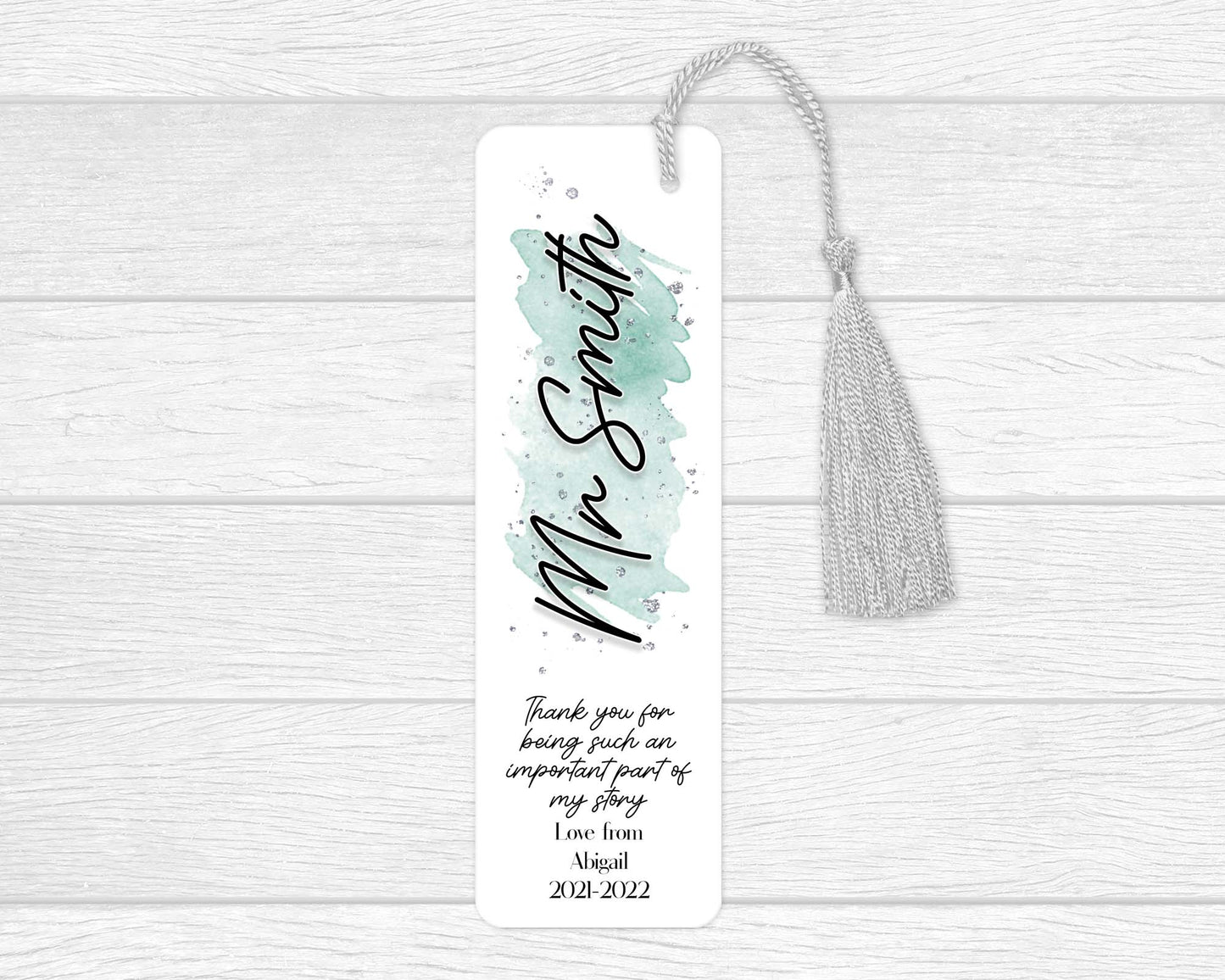 Personalised Watercolour Teacher Bookmark