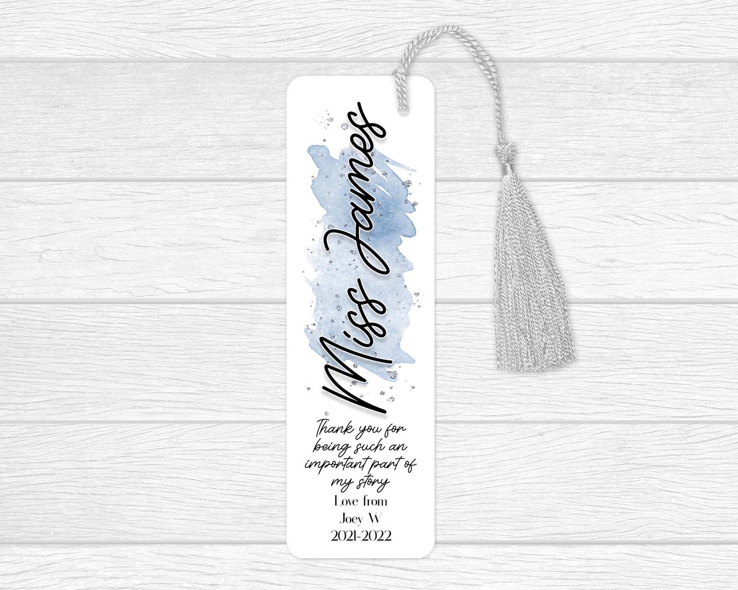 Personalised Watercolour Teacher Bookmark